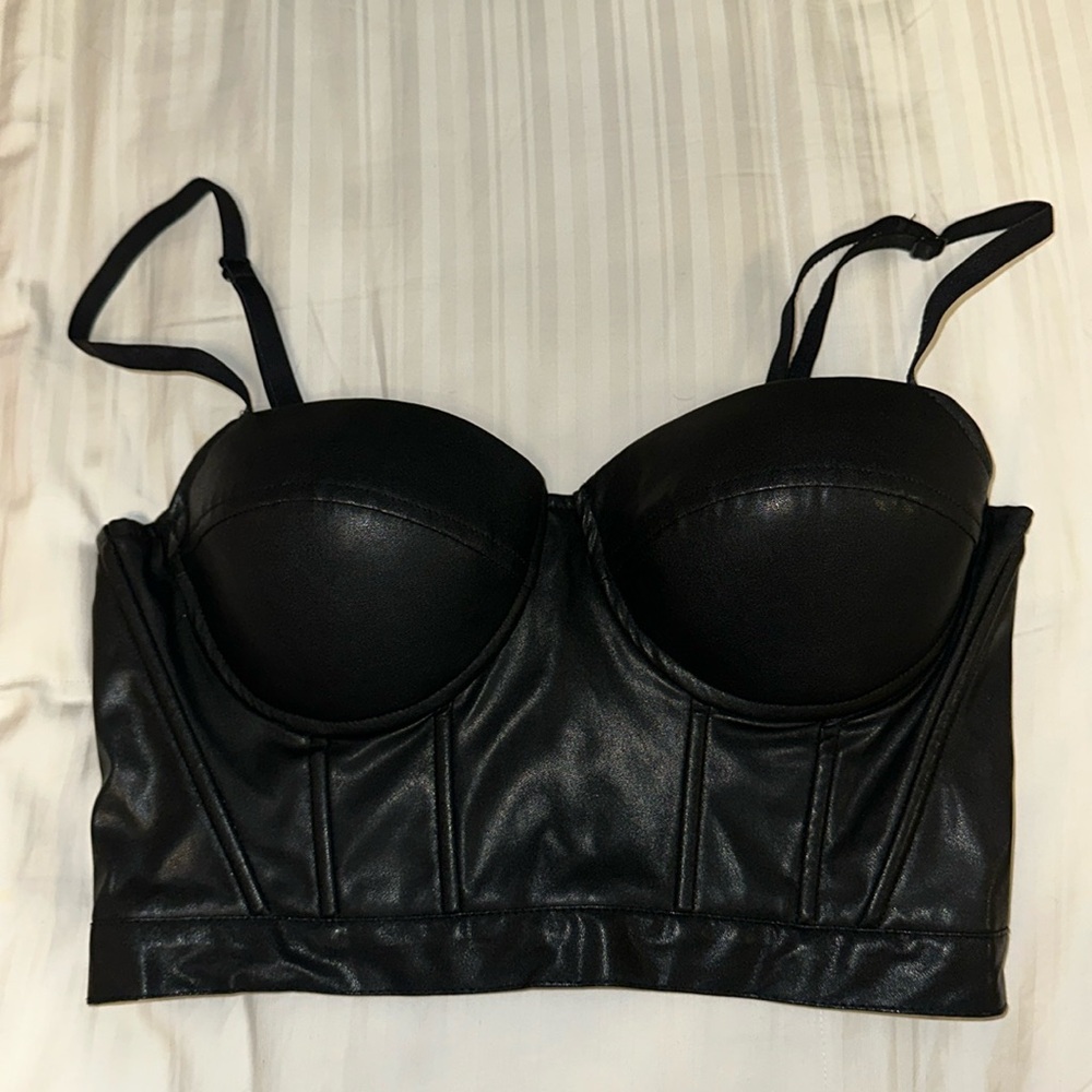 Faux leather corset top